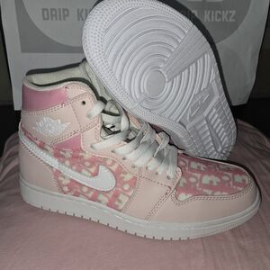 Jordan 1 Pink Dior Women's Pink High-Top Sneakers